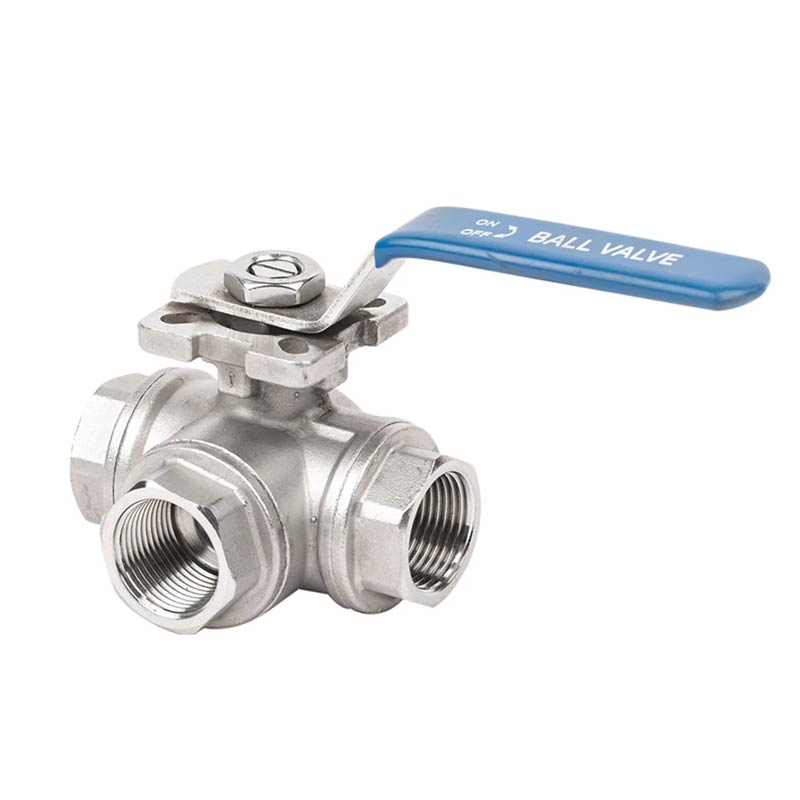 Threaded 3-Way Ball Valve with ISO 5211 Direct Mounting Pad